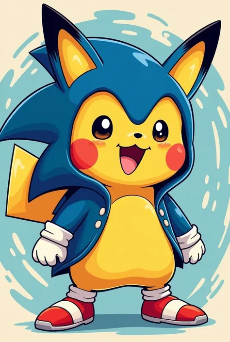 A pikachu in sonic costume cartoon