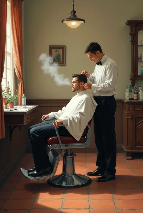 Barber haircut painting simple