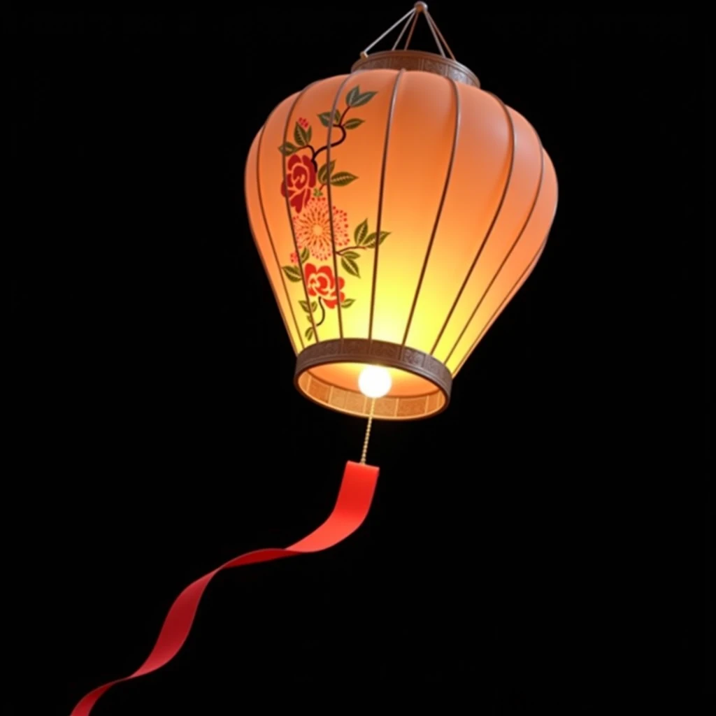 (masterpiece, top quality, best quality, official art,beautiful and aesthetic:1.2),(4K,8k, best quality,masterpiece:1.2),(((white background))), Alone, game icon，Kongming Lantern，Made of oil paper ， bamboo sticks ， There is a light shining inside ， A red s...