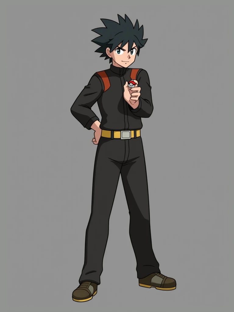 pokemon trainer, Pokébola in the hand, Detailed fingers , perfect hand, detailed eyes , detailed face, Pokémon anime cartoon style.