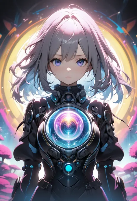 (masterpiece, best quality), (photorealistic:1.4), anime keyframe, dreamy psychedelic anime, in style of cytus and deemo, 1girl, solo, cowboy shot, highly detailed beautiful face and eyes, 