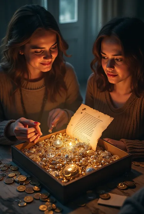 Both of them were surprised as soon as they opened the box. It contained gold and silver jewellery, diamonds, pearls and some old coins. But there was also a letter in the box. wrote in the letter