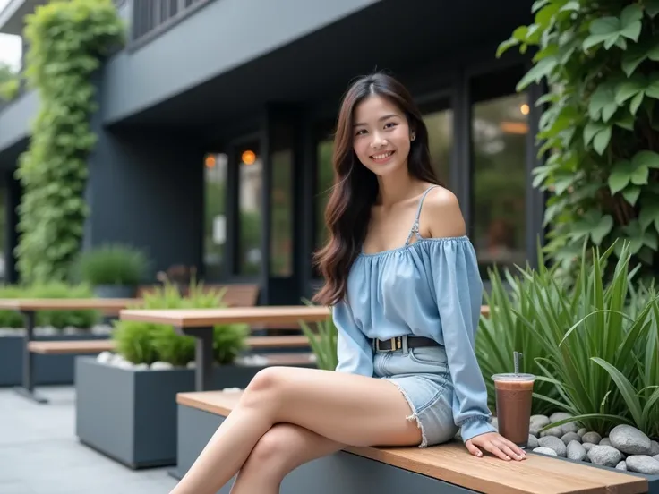 
prompt  ...
Professional 4K photos are beautifully smooth, with smooth colors that are pleasing to the eye
A young Thai woman,She has very large breasts with long dark hair and a friendly expression, sits on a wooden bench outdoors.  Shes dressed in a lig...