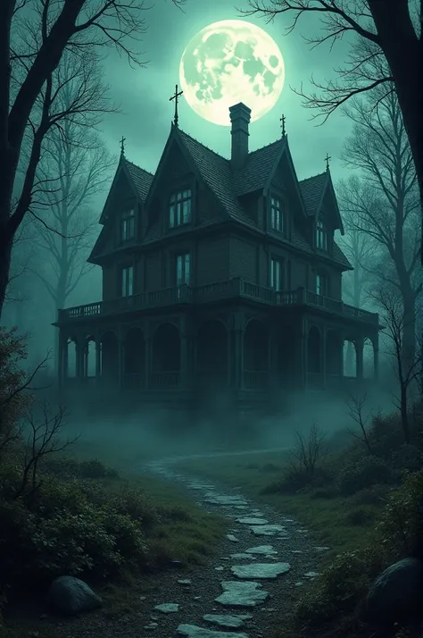 Prompt: A dark, eerie mansion in the middle of a dense forest under a full moon, surrounded by mist. The mansion has broken windows, cracked walls, and an overgrown garden, exuding a sinister aura.
Size: 1280x720

