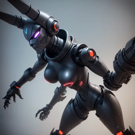 Create a dark robot character, cartoon style,  squarer curves , ultra realistic and 3D , rich in details,  high resolution 