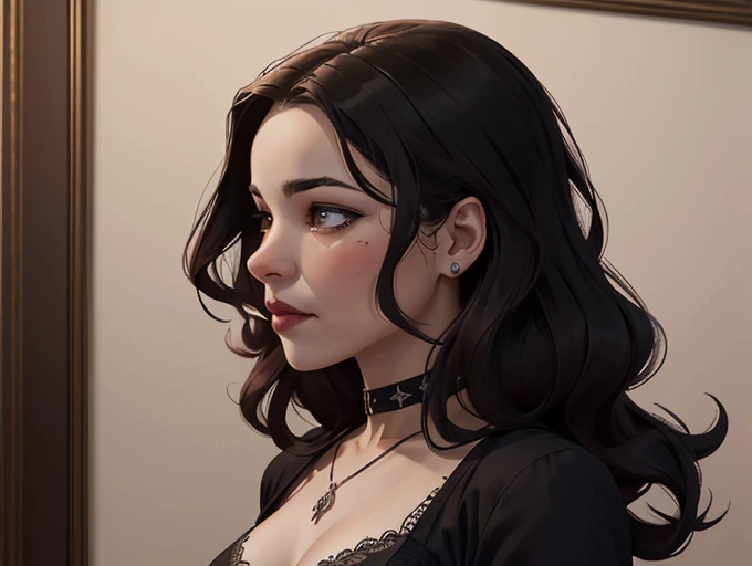   Close-up of a woman wearing a black blouse and a black bra  ,  Charlie Bowater art style , estilo Charlie Bowater, portrait de vampiro, arte do personagem Charlie Bowater, Alena Aenami and germ of art, Neoartcore e Charlie Bowater,   Charlie Bowater rich...