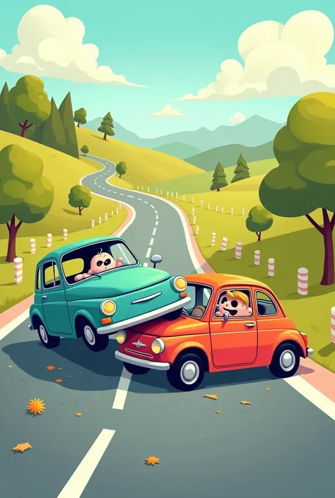 A cartoon graphics car accident photo 