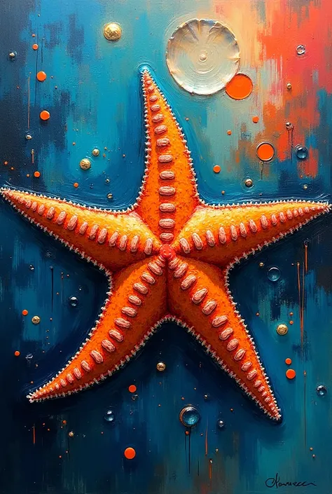 Abstract painting of starfish 