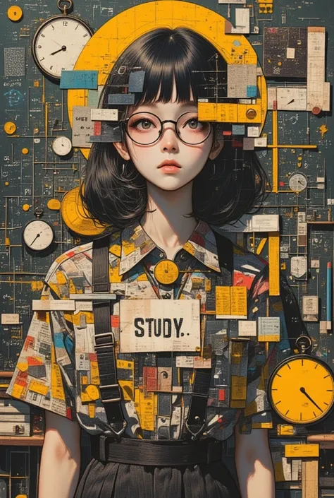  Teacher Woman 、She says「Study！」 surreal collage, a contemporary artistic collage, collage artwork,  New Album Jackets , Great Job ! , digital collage, ( collage ), collage art, contemporary collage, mixed media collage,  surreal +     high res , surreal s...