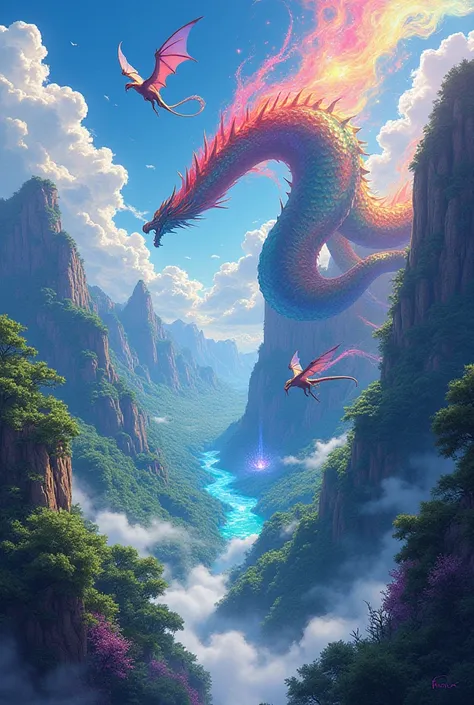 Anime world apocalypse beautiful colours dragon art