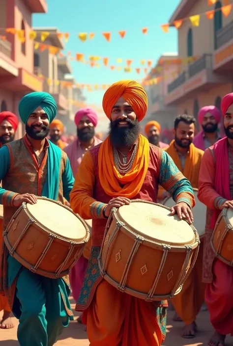 Make  punjabi mens imags whos play Dhol 