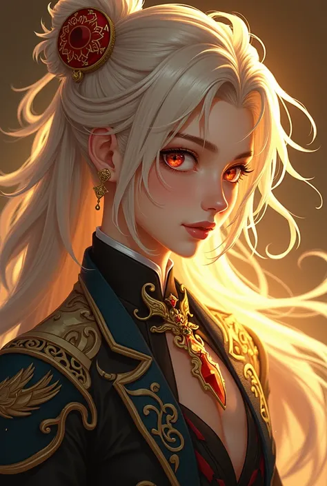 a close up of a person with a sword and a suit, gold paladin, portrait knights of zodiac girl, heise jinyao, inspired by Huang Shen, portrait of dragoon, keqing from genshin impact, holy paladin, beautiful androgynous prince, g liulian art style, inspired ...