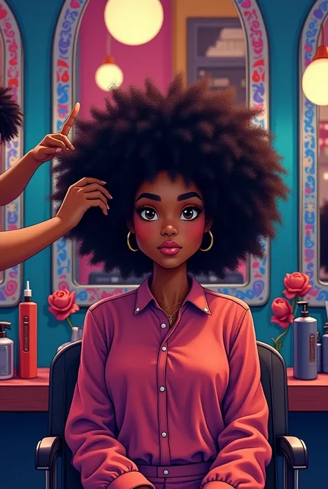 Un afro américain qui se coiffe dans un salon de coiffure