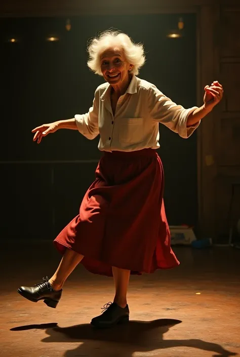 Old woman who dances tap dance 