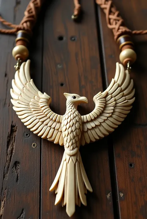 Medieval totem bird symbol necklace made with bone 