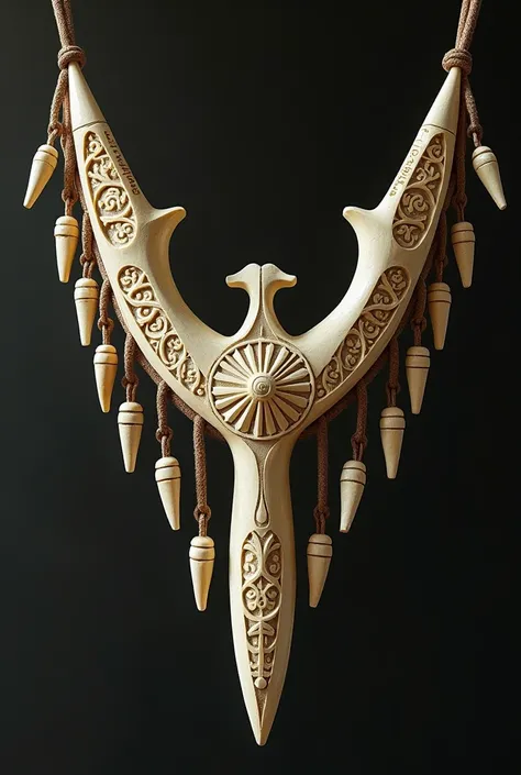 Medieval totem necklace symbol of the air made with bone 