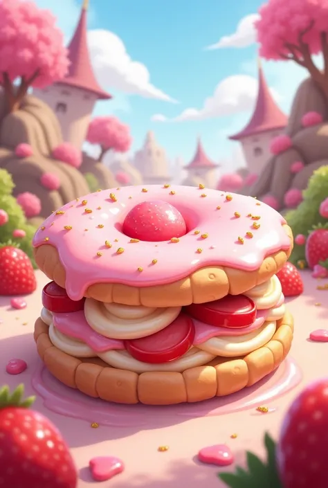 Strawberry Cheesecake cookie in Cookie Run Kingdom artstyle