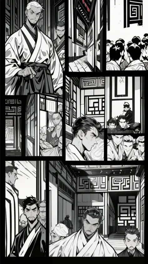      comics、Black and White、4 scenes、Chinese style、The final stage of the race