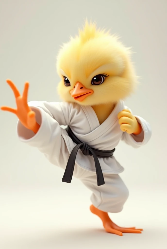 A CHICK、karate、Kick、white karate uniform