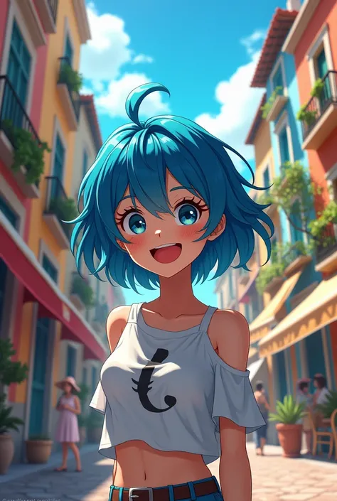 anime with italian character and blue hair