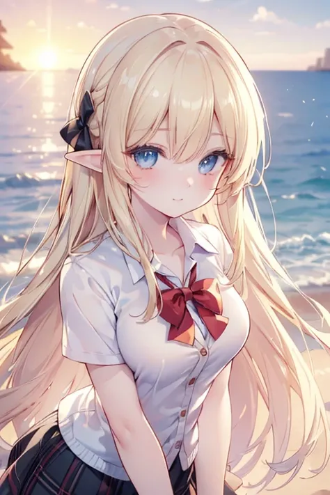 ((masterpiece, best quality, high resolution, UHD, pixel perfect, depth of field, 4k, RTX, HDR)), 1girl,elf,single, solo, 1, beautiful anime girl, beautiful art style, anime character, ((very long hair, blonde hair,)), ( blue eyes:1.4, round eyes, beautifu...