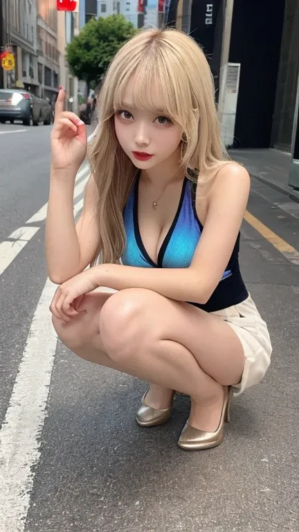    high definition  、 blonde alone 、The body is exposed、  girl 、  light hair color 、Sunburned Hair、  sexy、 blonde alone 、Thin legs、  beautiful eyelashes、   high definition  、  looking at camera 、20 years old、  High viewing angle  、 top quality、 illustratio...