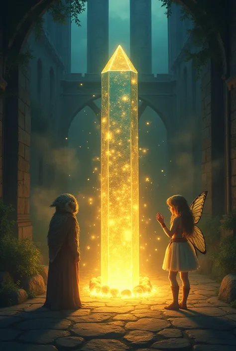 The crystal began to glow brighter and brighter until it filled the entire castle with warm light. The Heart of the Castle was restored! The owl and the fairy appeared, clapping their wings. “You’ve brought life back to the castle!” they cheered.