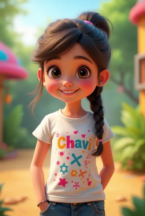 A girl with t shirt named chhavi