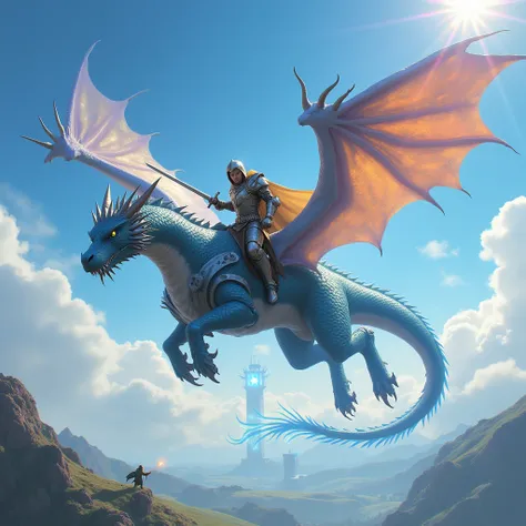 knight on a flying dragon