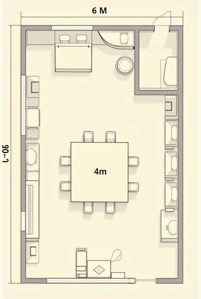 Dining room plan with dimensions 4*6