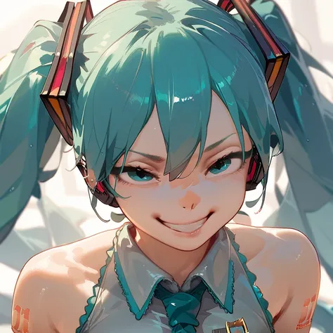 Hatsune Miku , smirk , squint eyes