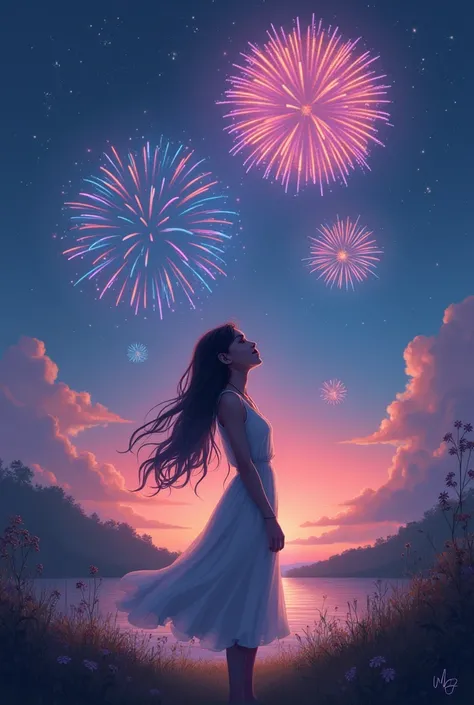 Animation The necklace dims and falls silent. Lila smiles, looking up as fireworks light the sky.
