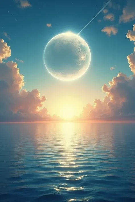 A magical world where calm sea sky love planet without people