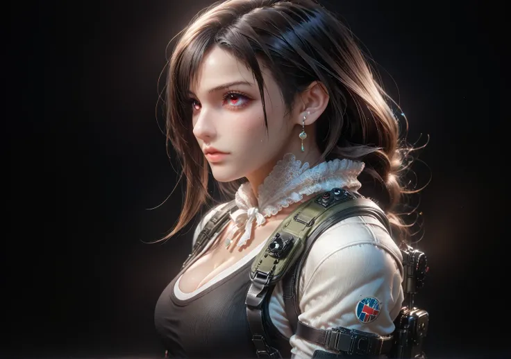 imagem arafada de uma mulher segurando uma arma e uma arma, jill valentine glamorosa, quiet do metal gear solid v, quiet do metal gear solid, game cg, background of  Resident evil  game, portrait of tifa Lockhart,  Resident evil  inspired, tifa Lockhart po...