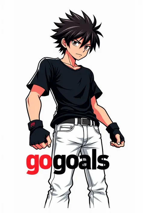 Gaming logo anime character black shirt and angilika white jins gogoals