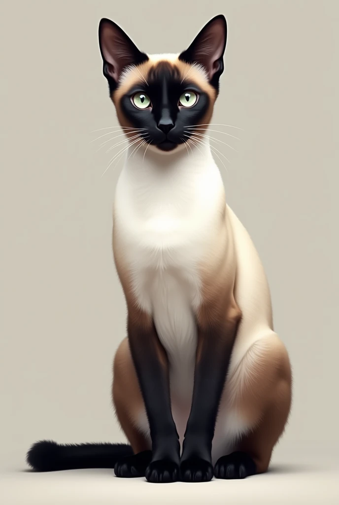 Make a cat with a Siamese coat and two white and black coats