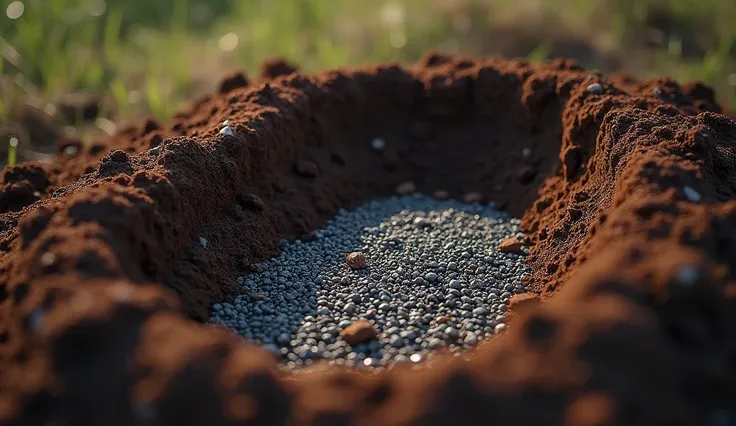 "A hyper-realistic, close-up image of a freshly made Muslim grave, constructed with soil, covered with a layer of gravel. The focus is solely on the grave, with no additional objects or people in the scene. The texture of the soil and gravel is highly deta...