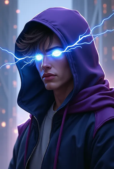 A thirty years old man in a hoodie with lightning coming out of his eyes, concept art by Arthur Pan, sots art, artgerm greg rutkowski _ greg, drawn in the style of artgerm, artgerm jsc, artgerm and grek rutkowski, extremely detailed artgerm, artgerm and wa...