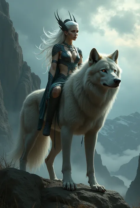 Shemale riding a wolf