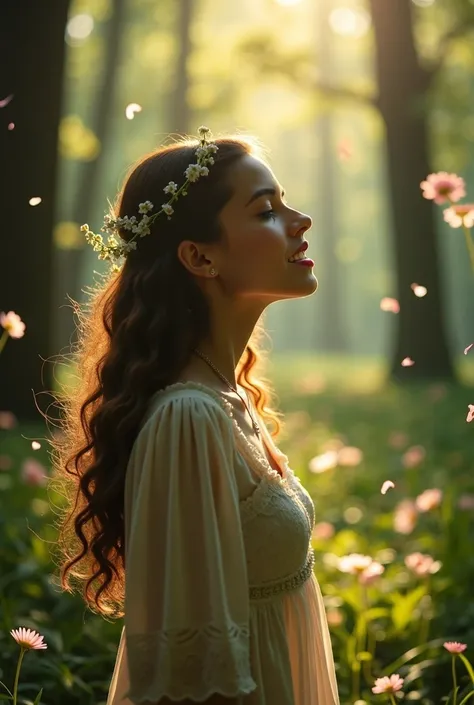 Des images pour un clip vidéo de 2 minutes une fille qui chante dans la forêt 