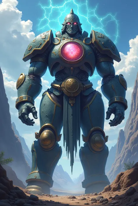 Mythirl golem, orb on its chest , fantasy, anime