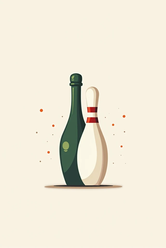 Make a logo with a bowling pin and a soju bottle