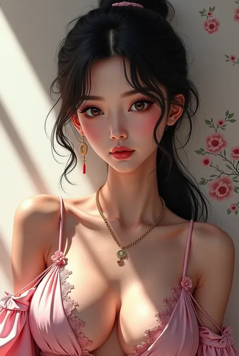   photorealistic painting inspired by arafe, Illustration by Torii Kiyomoto, Reddit,  what is it ？, Japanese Goddess, Yoshitomo Nara,  Japanese Model,  There is a woman in the role of Madison Beer  , sakimichan,  boobs,  young cute gravure idol,  sexy dres...