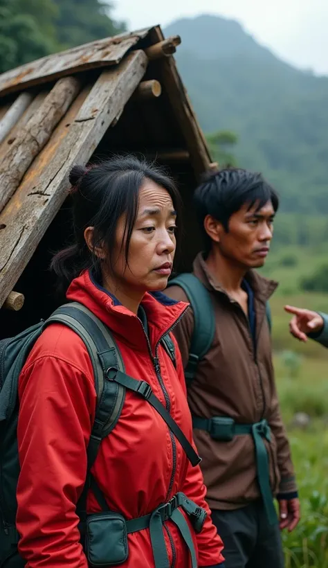 Residents found two Indonesian climbers, a woman wearing a red jacket, a man wearing a jacket who was lost and in a small, simple hut in the middle of the wilderness.