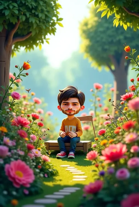 Make a picture of yourself sitting in the garden