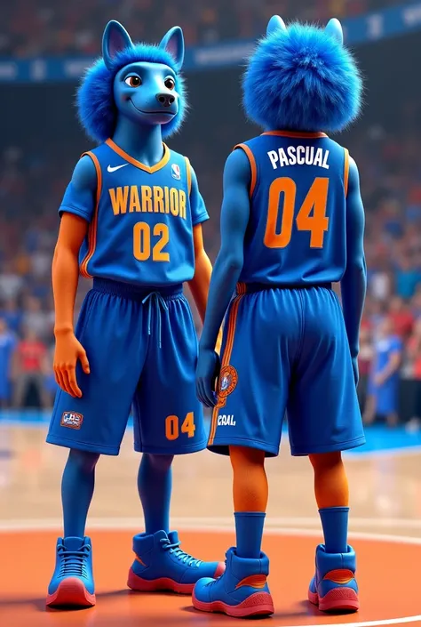 CREATE A BLUE pulis uniform color for BASKETBALL UNIFORM DESIGN IN FRONT THERE TEAM NAME " Warrior purok 02" AT THE BACK IS " PASCUAL 04"