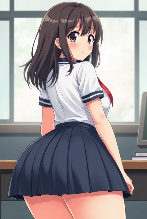 Anime girl,in skirt,nice ass,nice boobs,very big ass,very big boobs, school form