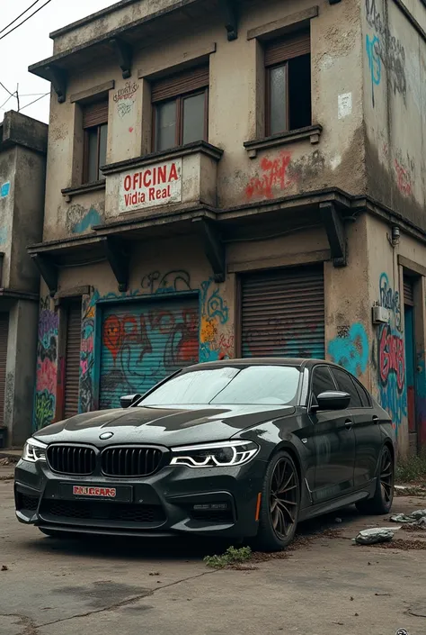 Dirty black BMW at Oficina Vida Real