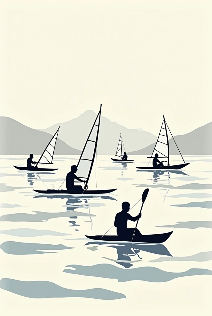  sea sports with minimalist print design (Line) with sea and keels 