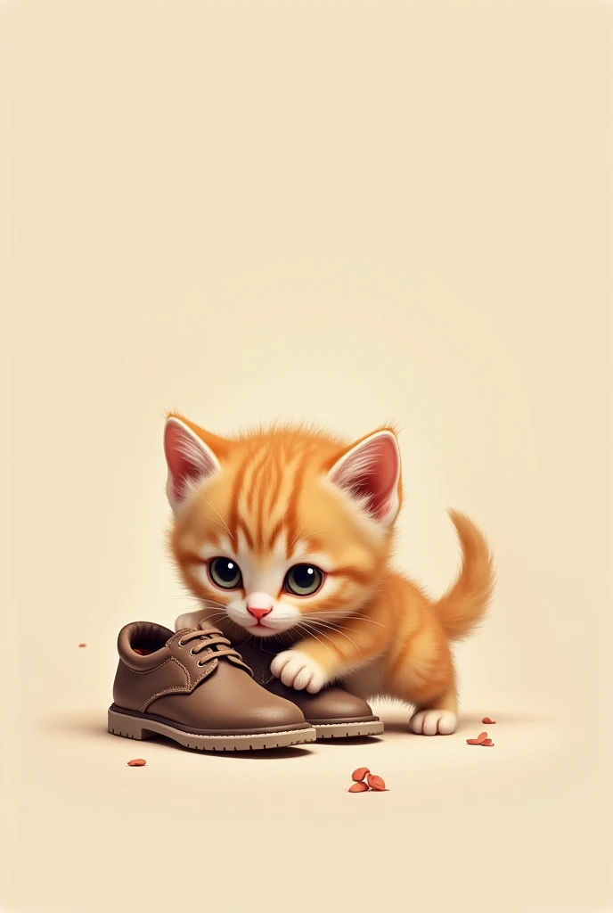 Generate a little kitten playing with some shoes 